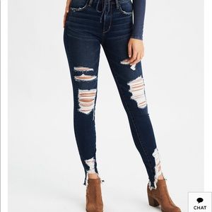 American Eagle distressed super high rise jeggings